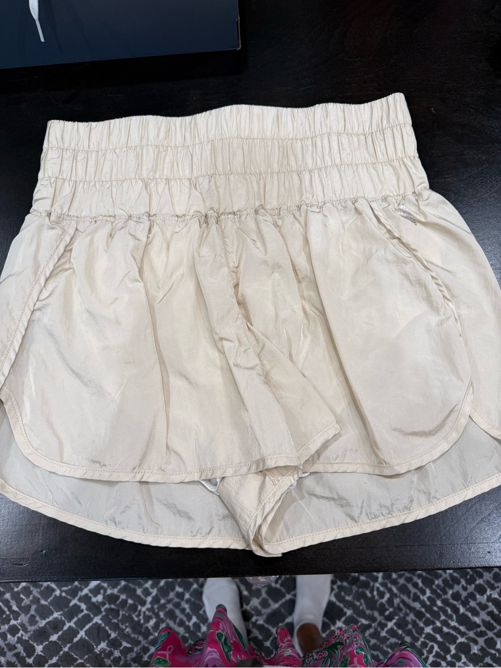 FP Movement by Free People Cream Layered High-Waist Athletic Shorts